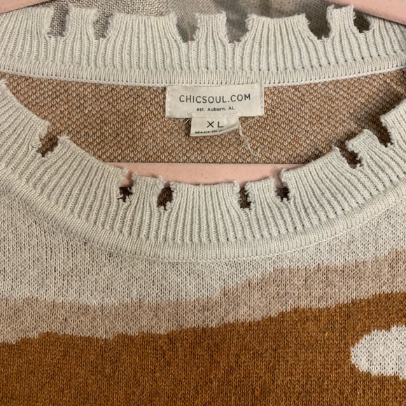 CHIC SOUL Baby I’m Yours Pink Camo Sweater Pink/Brown - Size XL - Picture 3 of 7